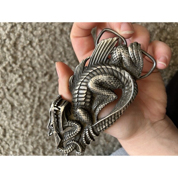 Dragon Belt Buckle by Vinegarroon Foundries 1979 Fine Pewter Fits 1.75" Belt - Picture 5 of 5